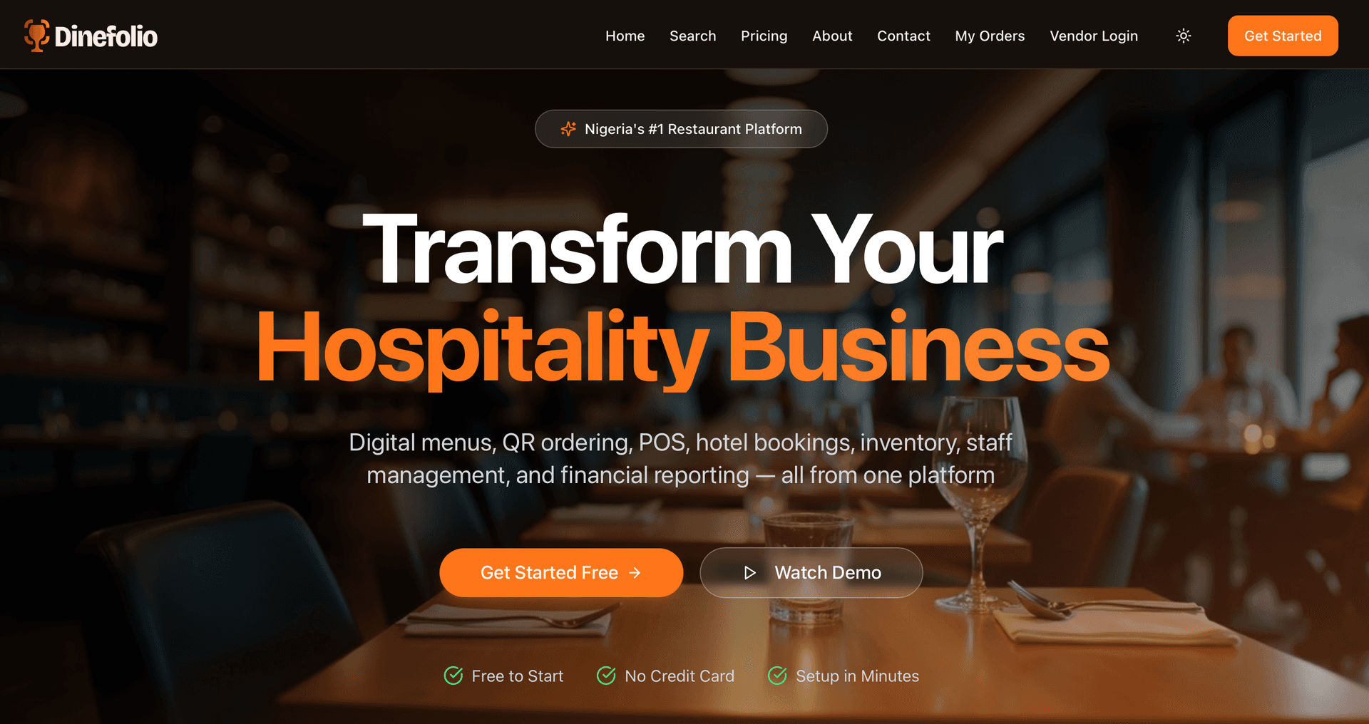 Dinefolio website preview